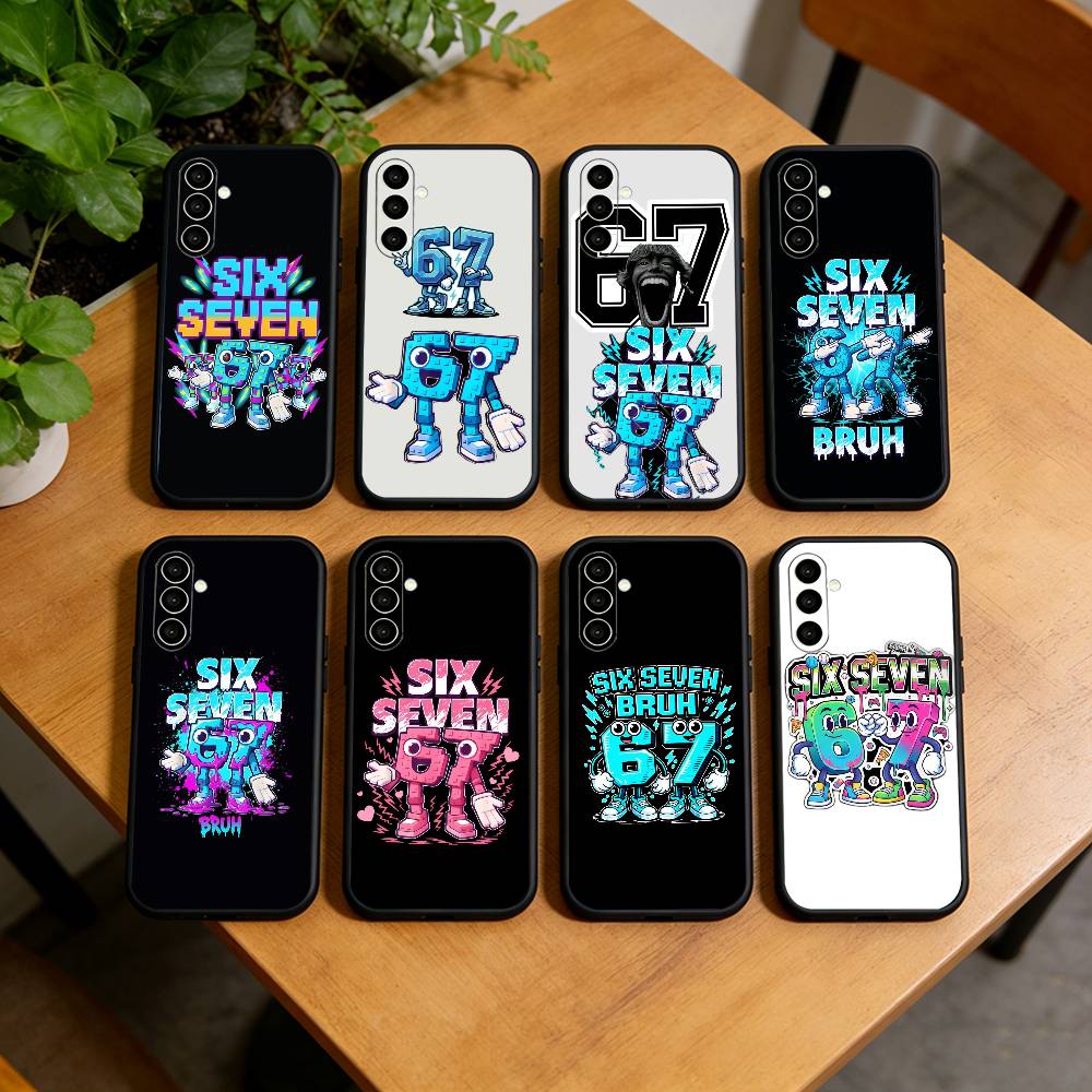 Six Seven 6 7 Phone Case For Samsung Galaxy A73,A72,A71,A70,A53,A52,A51,Soft Silicone Black Cover