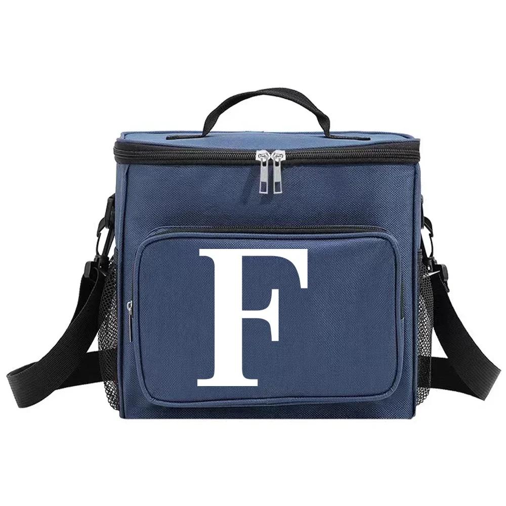 Insulated Lunch Bags Thermal Organizer Handbag Cooler Box for Student Portable Waterproof Camping Storage Boxes White Pattern