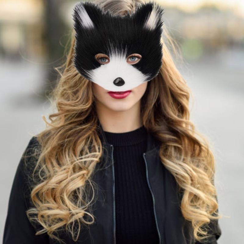 Foxes Tail Furry Gloves Foxes Face Cover Set Soft Animal Tail Foxes Costume Dress Up Set for Halloween Costume Cosplay