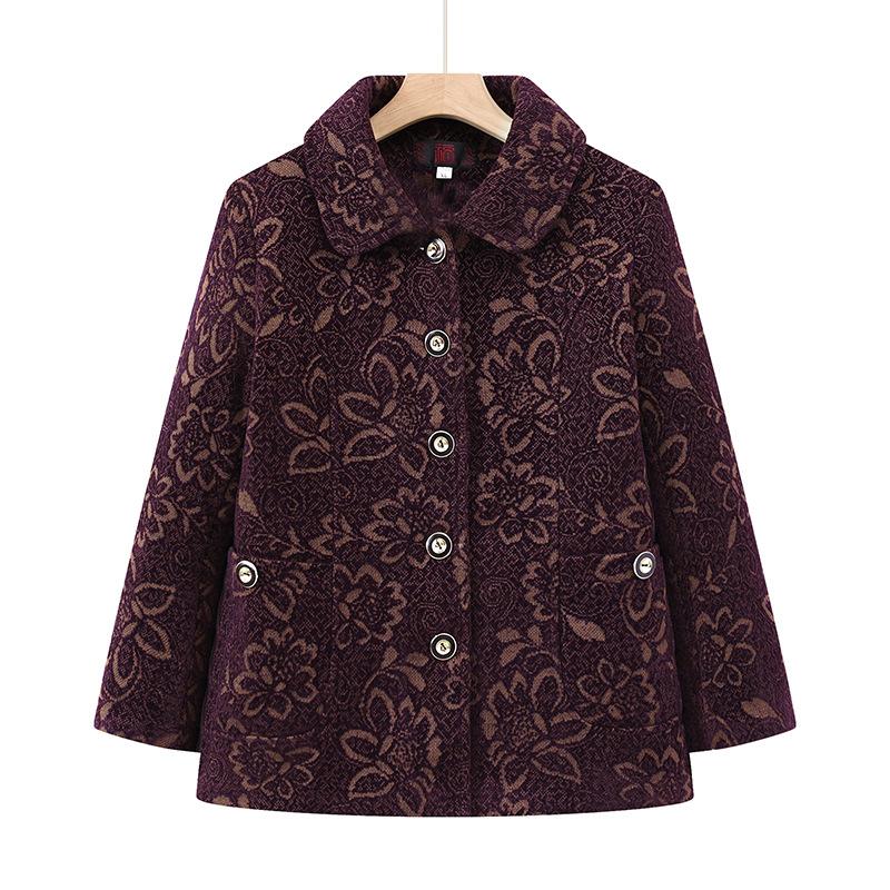 

Autumn women s coat new autumn and winter old lady velvet lapel top 5XL (recommended 145-80kg)