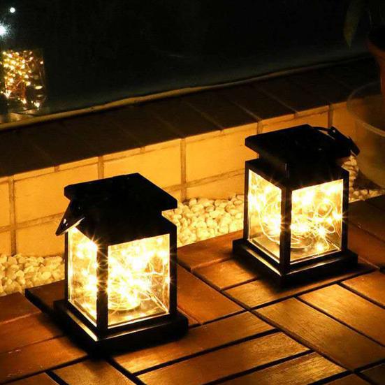 Outdoor Hanging Solar Lantern, Waterproof Rechargeable Decorative Lamp, Copper Wire Candle Light for Outside, Garden, Patio, Yard, Porch Decor