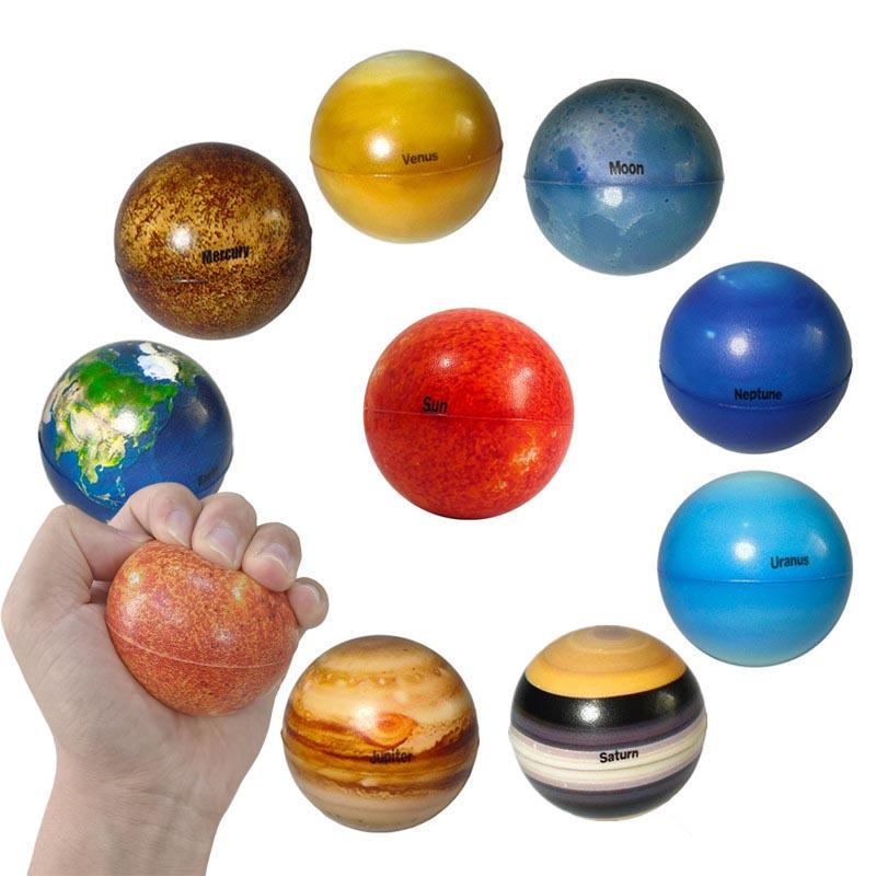 Children'S Eight Star Pinball Toy Moon Star Sponge Elastic Pinching Stress Relieving Toy Printed Planet Education Teaching Tool