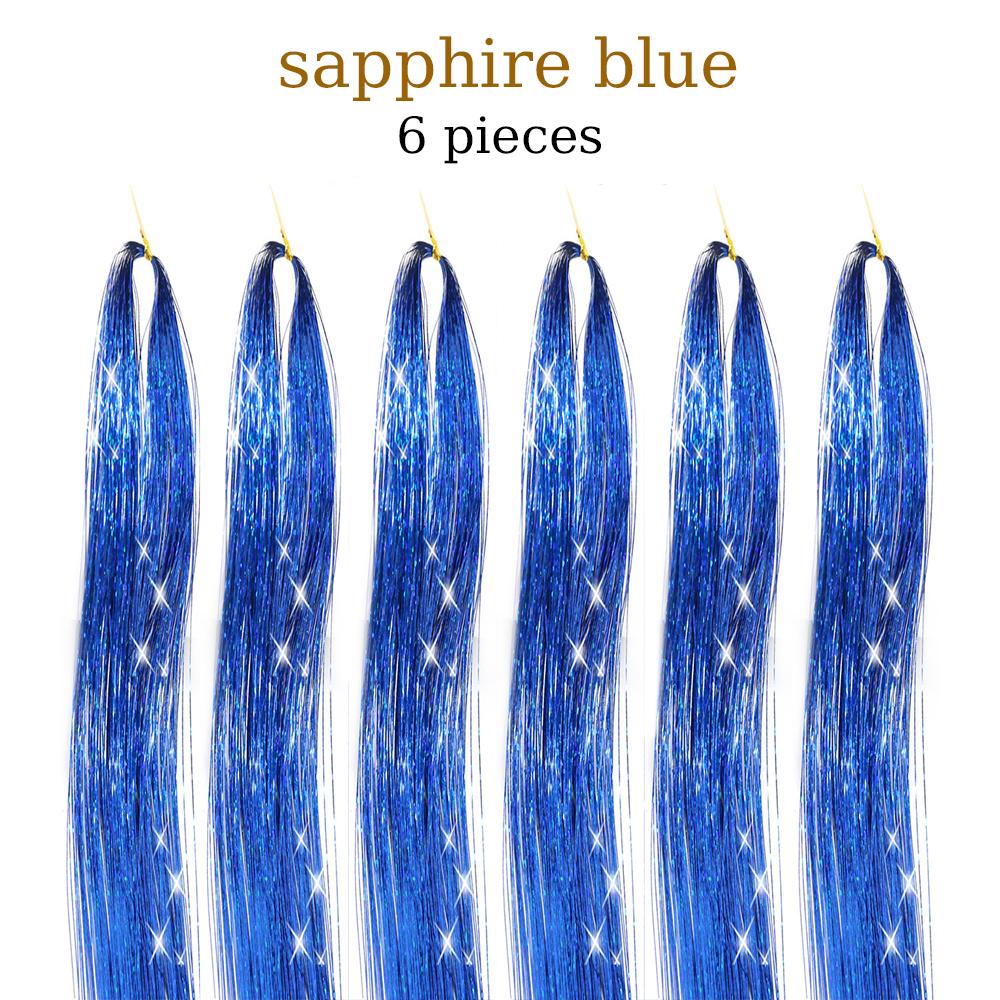 48 Inch Synthetic Hair Tinsel Kit With Tool 1200 strands Tinsel Hair Extensions 12 Colors Fairy Hair Tinsel Sparkling Shiny Hair