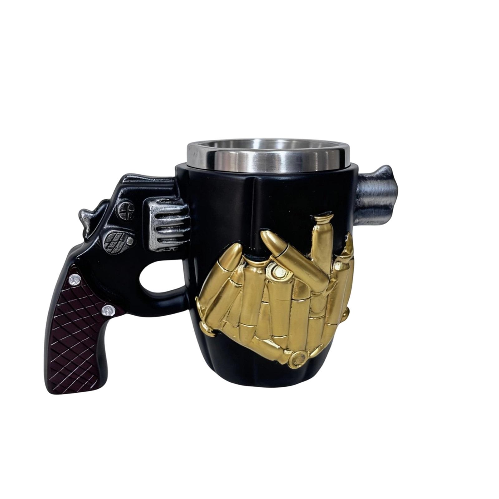 

Pistol Bullet Cup With Stainless Steel Cup Design And Creative Resin Craftsmanship Coffee Cup One Size