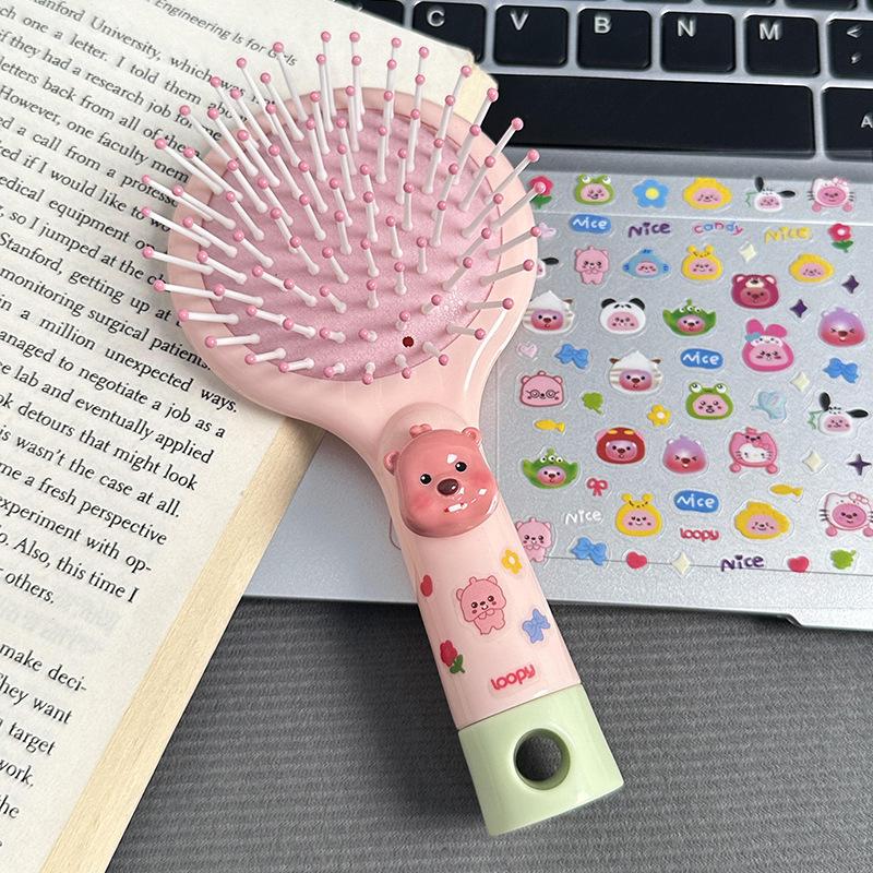 Diy Cartoon Air Cushion Comb Massage Portable Comb And Mirror All In One Comb