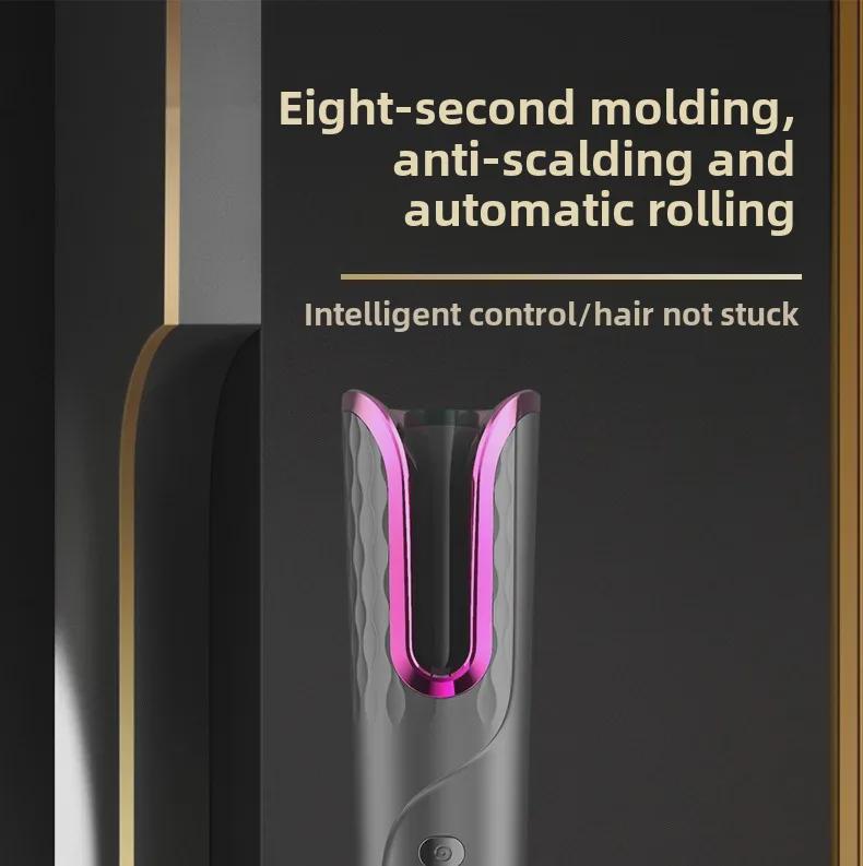 Wireless Automatic Rotating Curling Iron with LCD Display