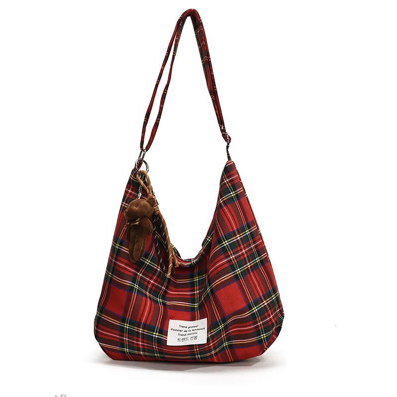 Wholesale Popular Literature and Art Lazy Niche Plaid Tote Bag Women's Casual Lightweight Versatile Large-capacity Messenger Bag