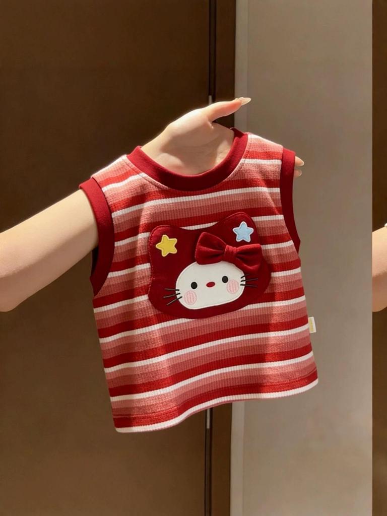 3D Doll Striped Vest T-shirt for Girls