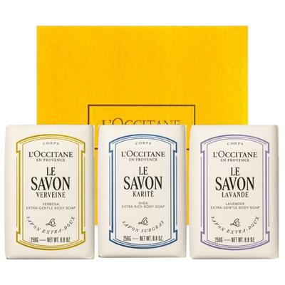 L'Occitane Body Soap Shea Butter 1 & Verbena 1 & Lavender 1 Soap Trio Gift Set 250g 3 Pcs