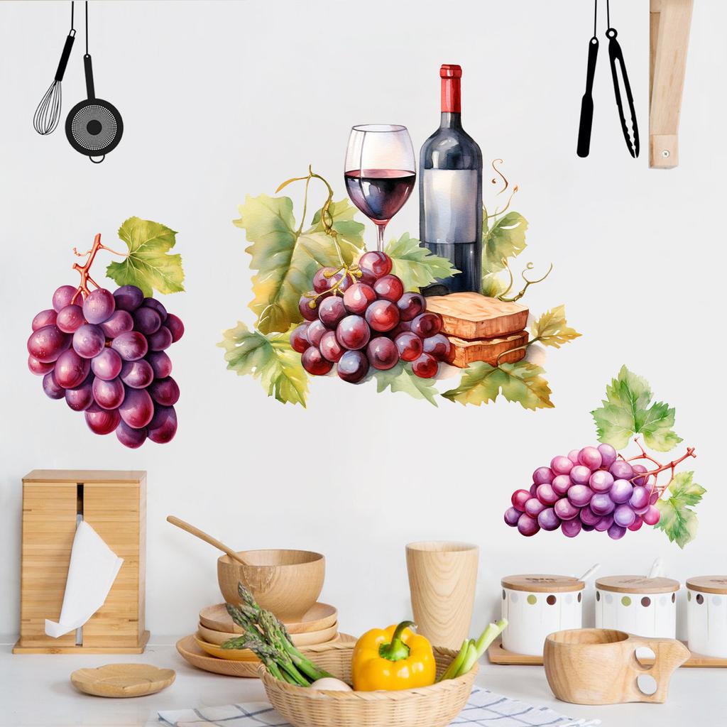 Traube Rotwein Selbstklebend Wohnzimmer Küche Esszimmer Wandverschönerung Dekoration Aufkleber