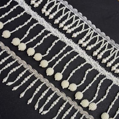 2 Yard Handmade Beaded Ribbon Tassel Crystal Pearl Lace Trim Pendant DIY Cheongsam Skirt Garments Curtain Upholstery Accessories
