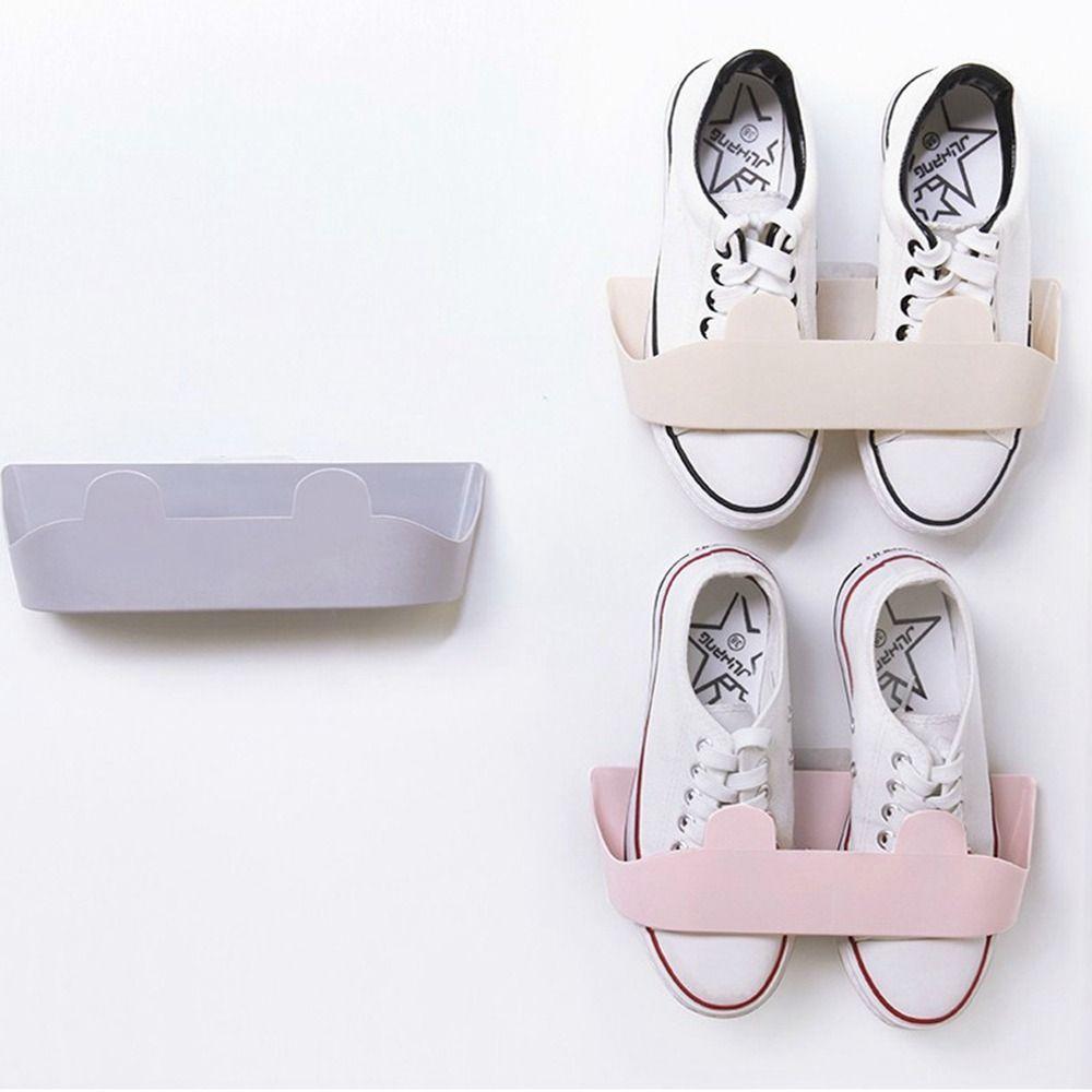 

Wall Mounted Shoes Hanger Self Adhesive Shoe Drying Rack Simple Slippers Rack Bathroom сірий