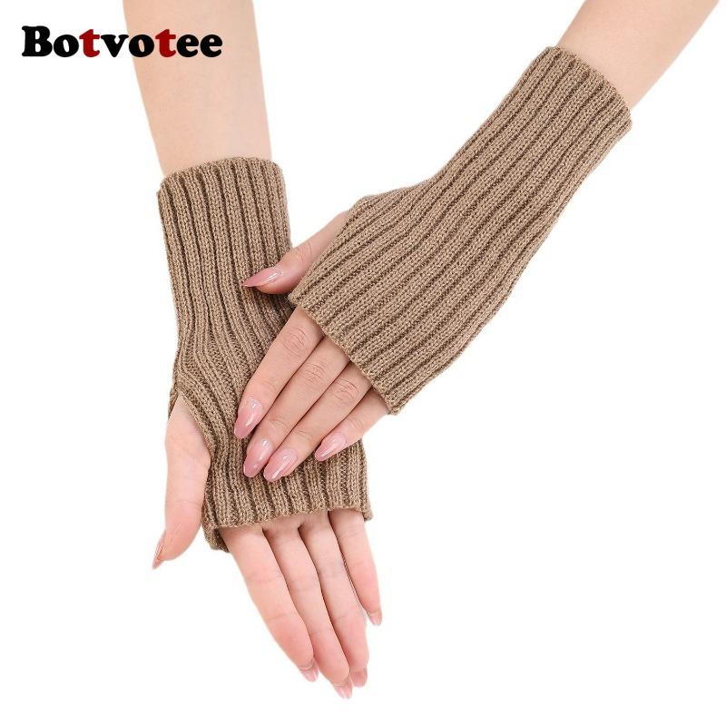 Botvotee Y2k Accessories Sleeves for Women Arm Warmers Winter Knit Fingerless Gloves Warm Free Shipping Half Finger Arm Guard