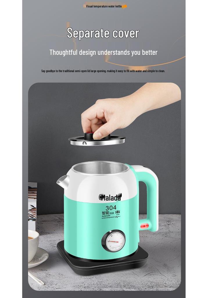 Smart 304 Stainless Steel Electric Kettle with Real-Time Temperature Display, Large Capacity, Safe for Infants and Pregnant Women.