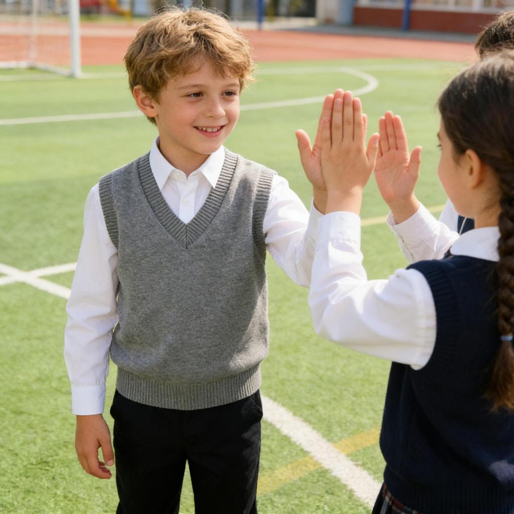 Gilet Maglione Scollo a V Stile Accademico per Bambini 2026 per Ragazzi e Ragazze, Maglia Leggera in Cotone Primavera/Autunno