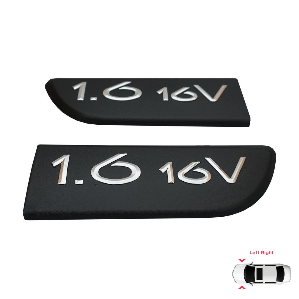 ESP565 2 Stück Schwarz 1.6 16V Plakette Emblem Links Rechts für Renault Megane MK2 Scenic MK2 8200209130