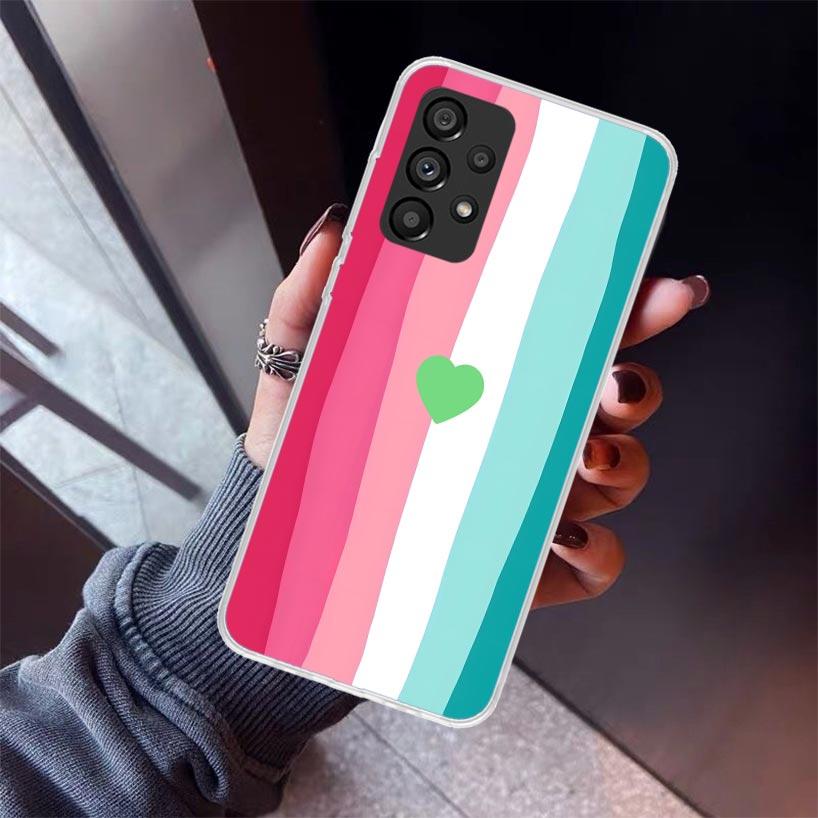 Rainbow Gradient Love Phone Case For Samsung Galaxy A17 A57 A37 A16 A26 A36 A56 A15 A25 A35 A55 A14 A13 A54 A53 A34 A24 A33 A23