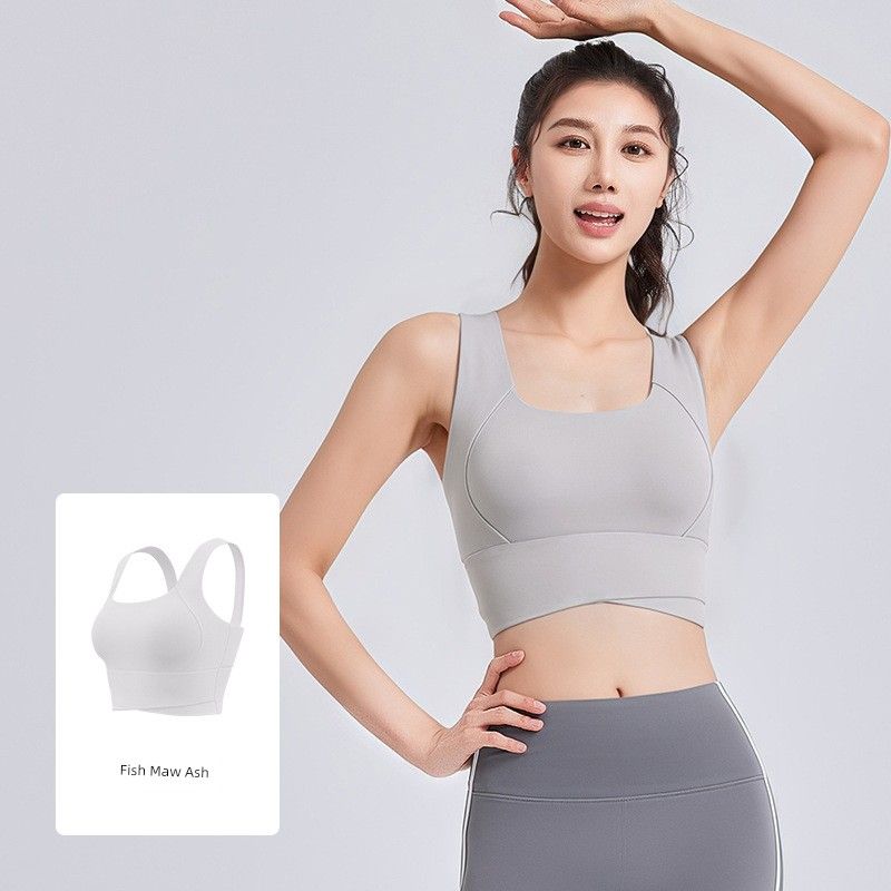 

2025 New Arrival High Waist Cross Sports Intimates Women s Bubble Wrap Running Gathered Vest Fitness Yoga Underwear Intimates Fish Maw Ash XL yard weight 115-130