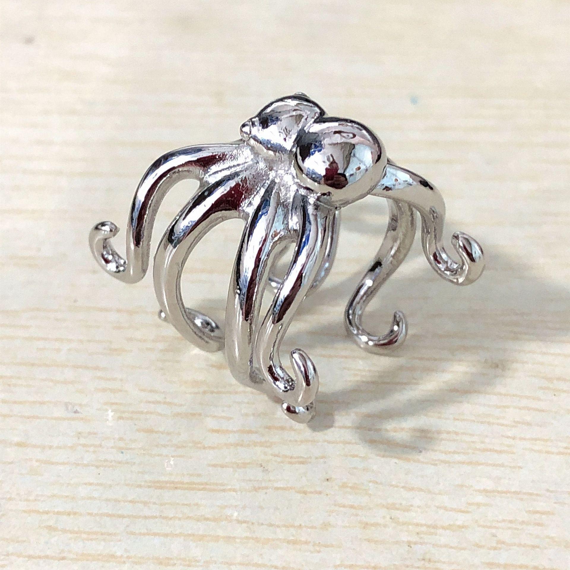 Octagonal Fish Classic Fashion European and American Popular Ring 6 серебряный