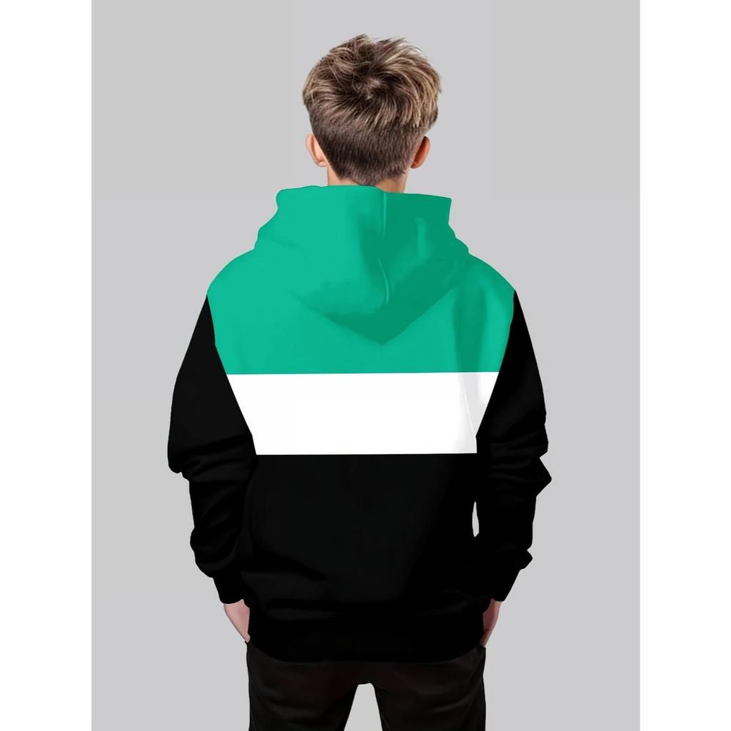 Boys' 3D printed casual pullover sweatshirt, boys' outdoor casual hoodie top hooded sweatshirt