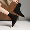 Stoßfeste Metall-Spitzschuh-Mode-Booties Damen Herbst Wildleder Innen Erhöhend Skinny Stiefel