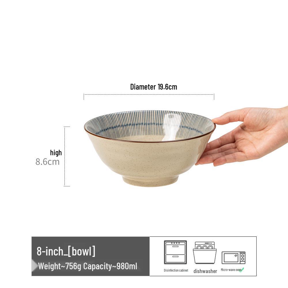 Japanese Ceramic Ramen Bowl - Creative Large Round Tableware for Soup or Noodles
