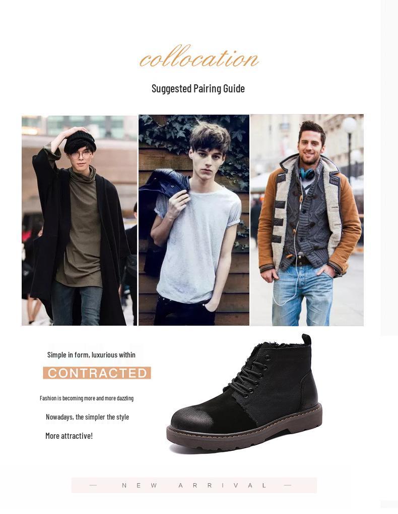 Men's Korean Style Spring Leather Military Work Boots - High Top Casual Desert Short Boots