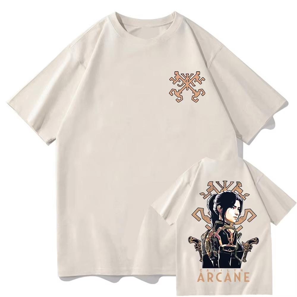 

Аркейн 2 сезон Кэйтлин Футболка Мода Мужская Женская Одежда Харадзюку Одежда Унисекс Топы Хлопковые Футболки Графические Футболки Подарок для фанатов 4XL