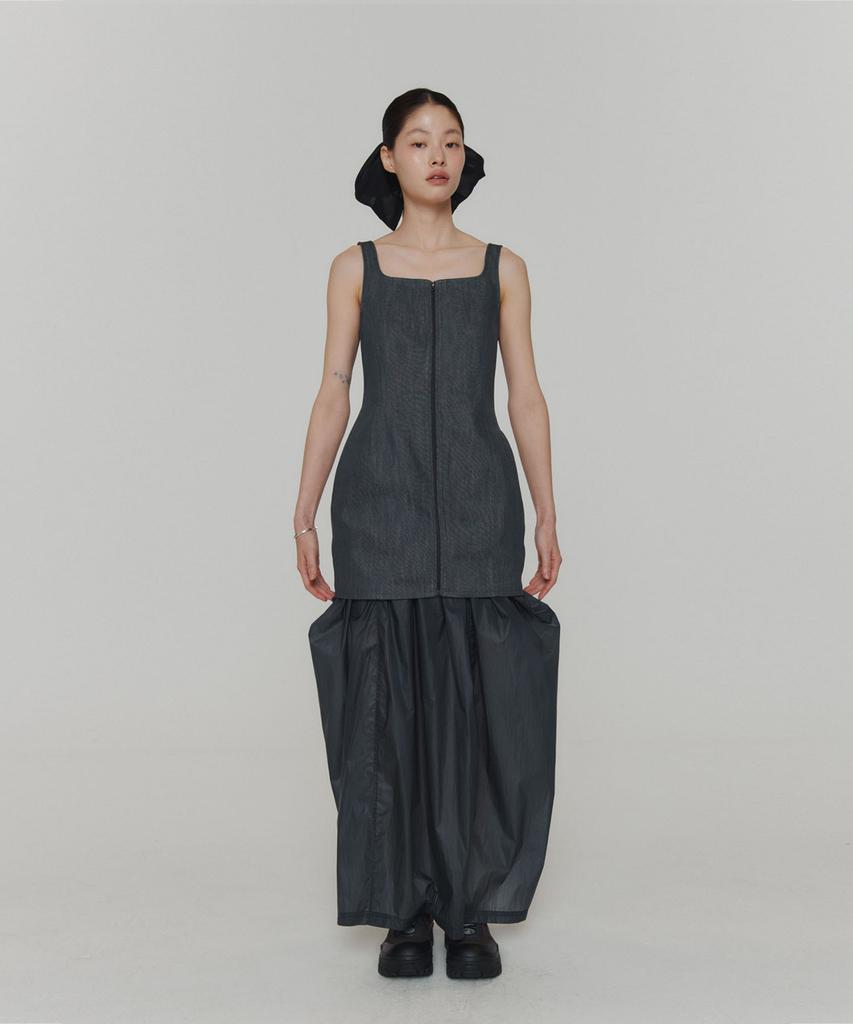 Amomento Layered Shirring Skirt_Navy