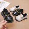 2025 Spring and Autumn Girls Black Leather Shoes Single Shoes Children's Princess Leather Shoes Boys British Style Small Leather Shoes Fashion Leathe