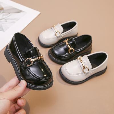 2025 Spring and Autumn Girls Black Leather Shoes Single Shoes Children's Princess Leather Shoes Boys British Style Small Leather Shoes Fashion Leathe