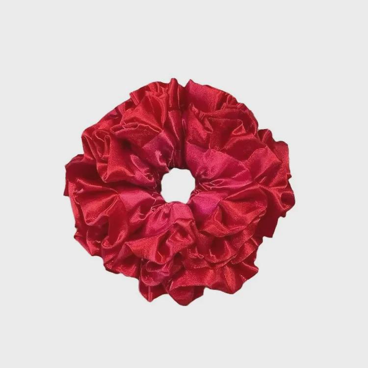 MONA Floral Satin Lace Hair Ring: Elegant French-Style Pleated Bun Accessory