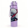 1PC Badminton Shuttlecock Racket Print 750ml Color Plastic Sports Water Bottle Leakproof Flip Straw Lid Suitable for Sports Office Home Use
