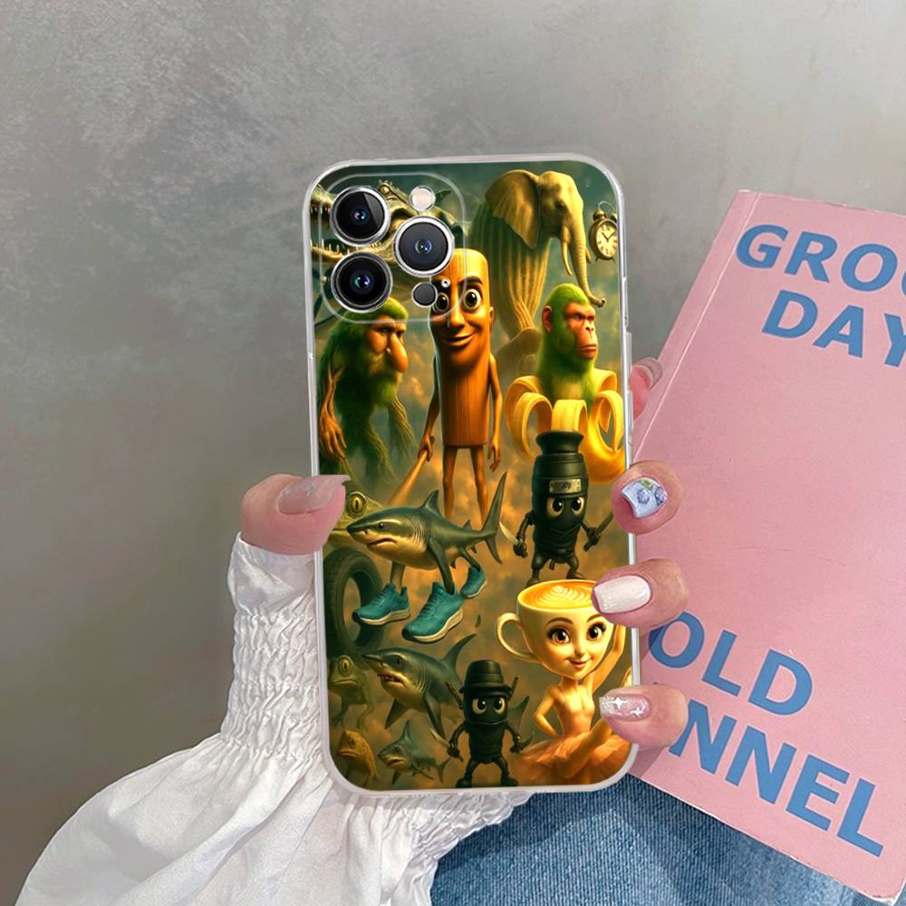 Cartoon Italian Brainrot Tung Tung For IPhone 17 16 16e 15 14 13 12 11 Pro Max Mini Plus Phone Case
