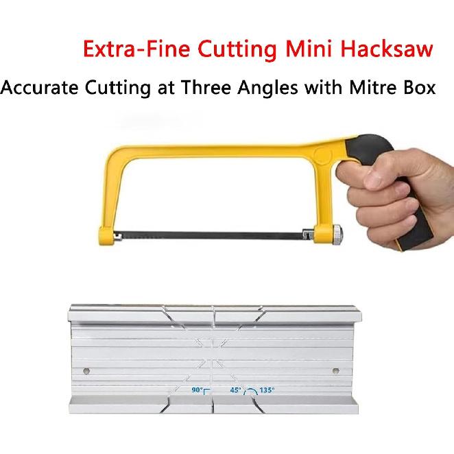 Mini Metal Mitre Box and Saw Set, 6 Inch Extra Fine Cut Hand Saw, 5.3 Inch Sm