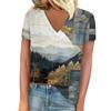 T-shirt Women's Summer Casual Elegant V-neck Short-sleeved Gradient Texture Pattern Blouse Loose Casual Women's Clothing