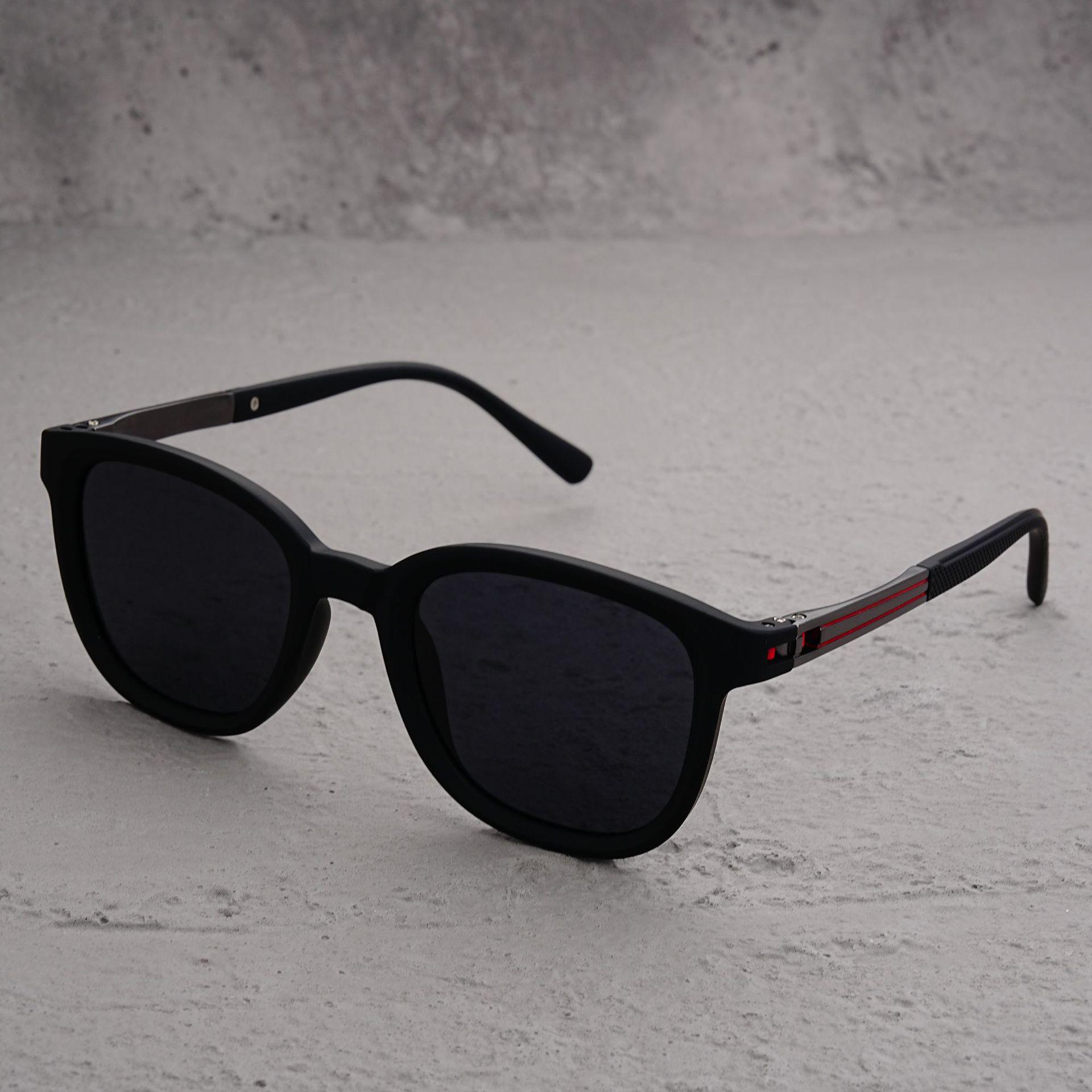 Retro Frosted Polarized Unisex Rectangle Sunglasses with Spring Leg 1.1 Polarized Lens