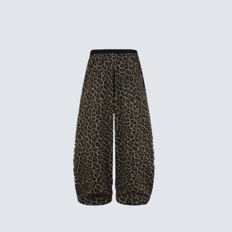 American High Street Hip Hop Dance Pants Leopard Print Loose Fit Jazz Streetwear Sweatpants Women Men