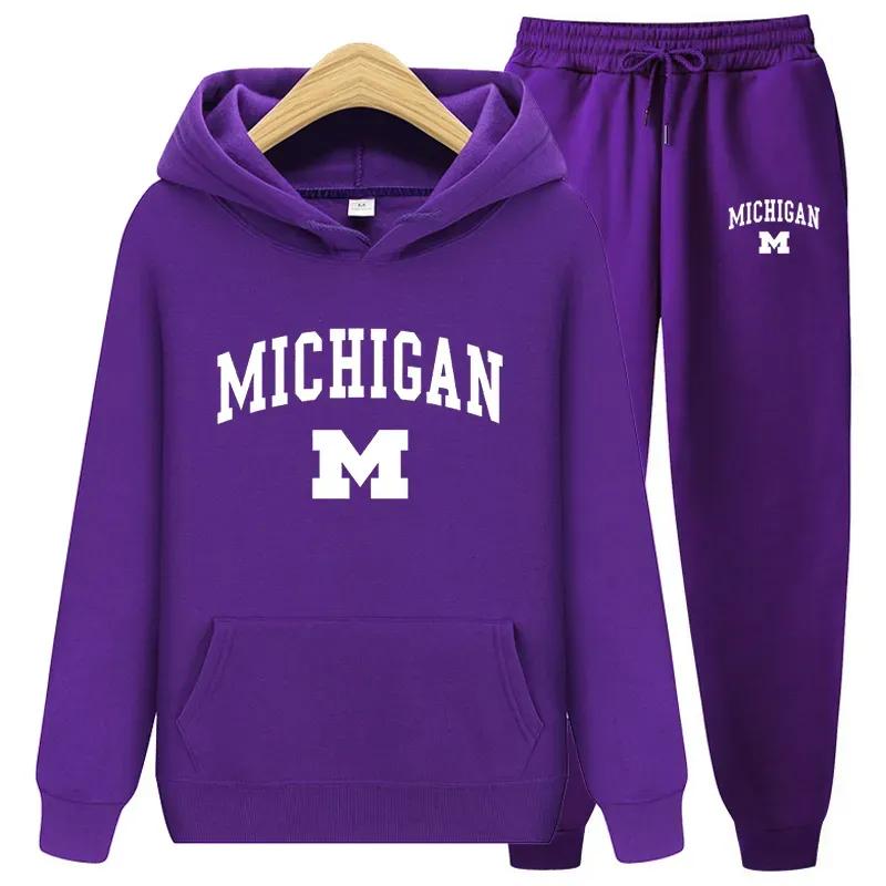 Herbst Winter 2023 Neue Sportswear Trainingsanzüge männer Casual Plüsch Warme Hoodie Set Buchstaben Marke Druck 2 Stück Männliche Outfit