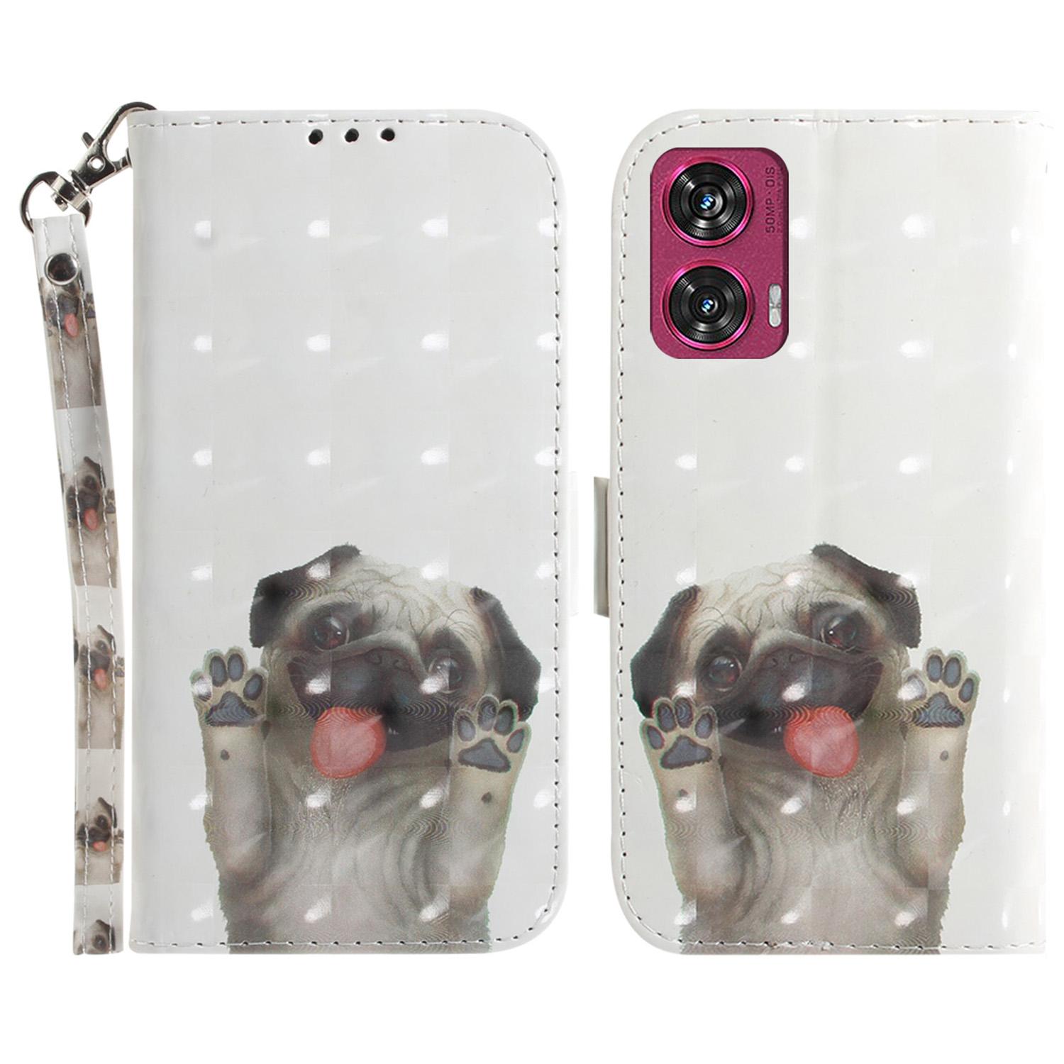 

For Motorola Edge 50 Fusion 5G Stand Case Pattern Print PU Leather Wallet Phone Cover Pug