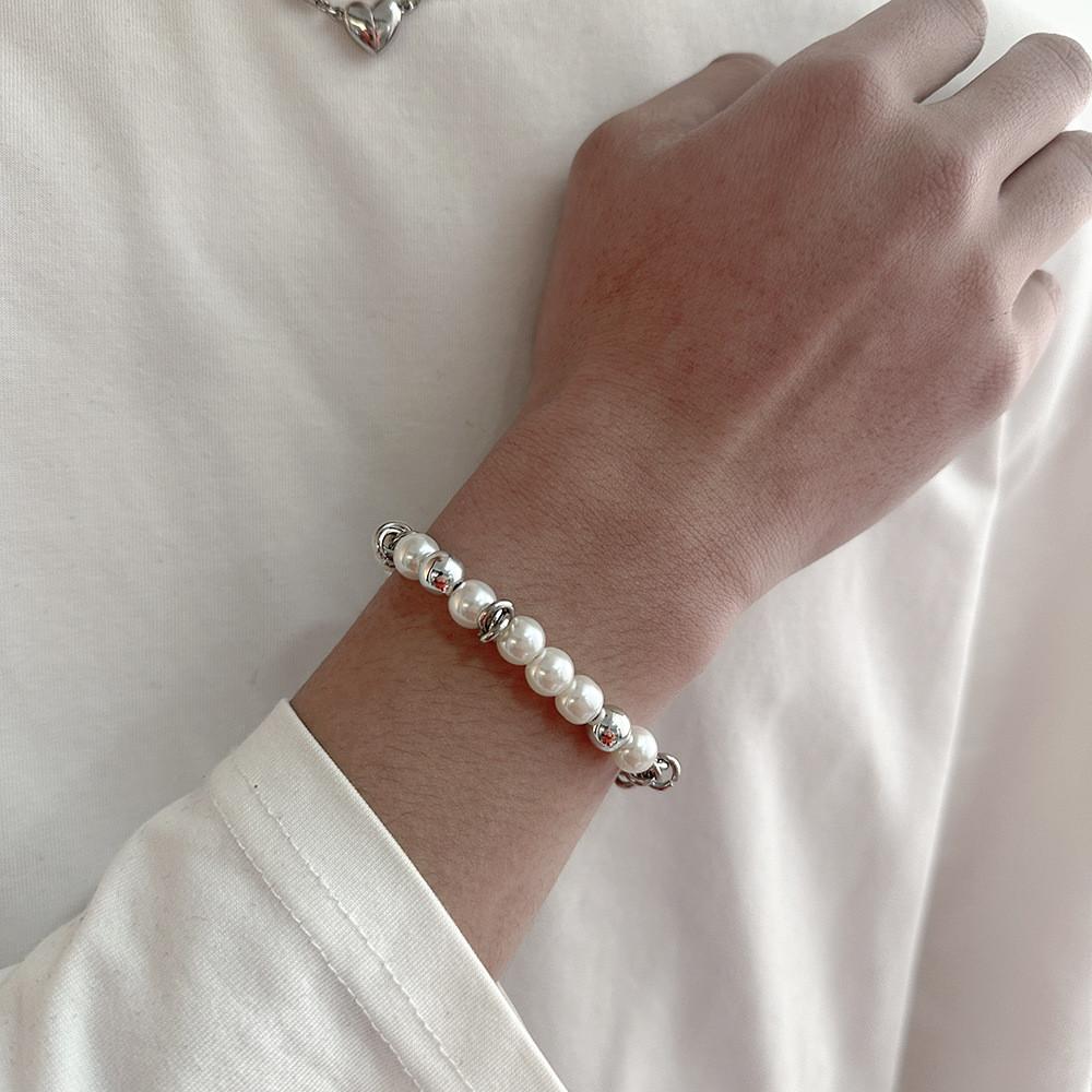 Minimalist Stainless Steel Pearlstyle Bracelet For Women And Men Gift Ideas