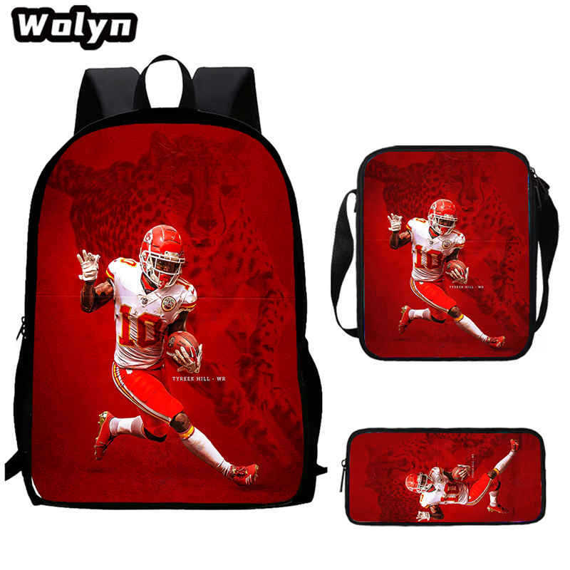 Football football 16 inch meal bag satchel three-piece pattern primary school backpack