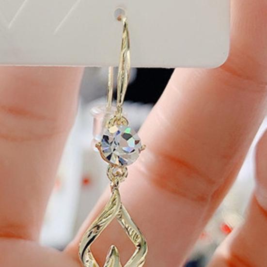 1 Pair Hanging Earrings Geometric Shiny Faux Crystal Rhombus Shape Drop Earrings Wedding Jewelry