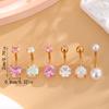 6pcs/ser Navel Belly Piercing Jewelry Cute Pink CZ Heart Navel Belly Rings for Women 14G Gold Stainless Steel Body Piercing
