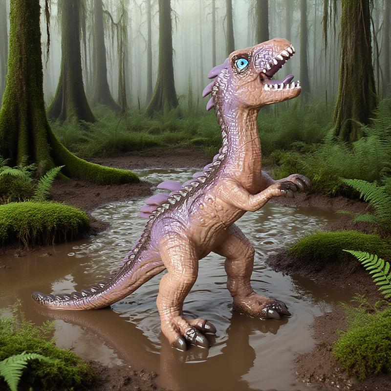 Large Soft Rubber Dinosaur Egg Model: T-Rex, Triceratops, Velociraptor & Pterodactyl Sounding Ornament Toy