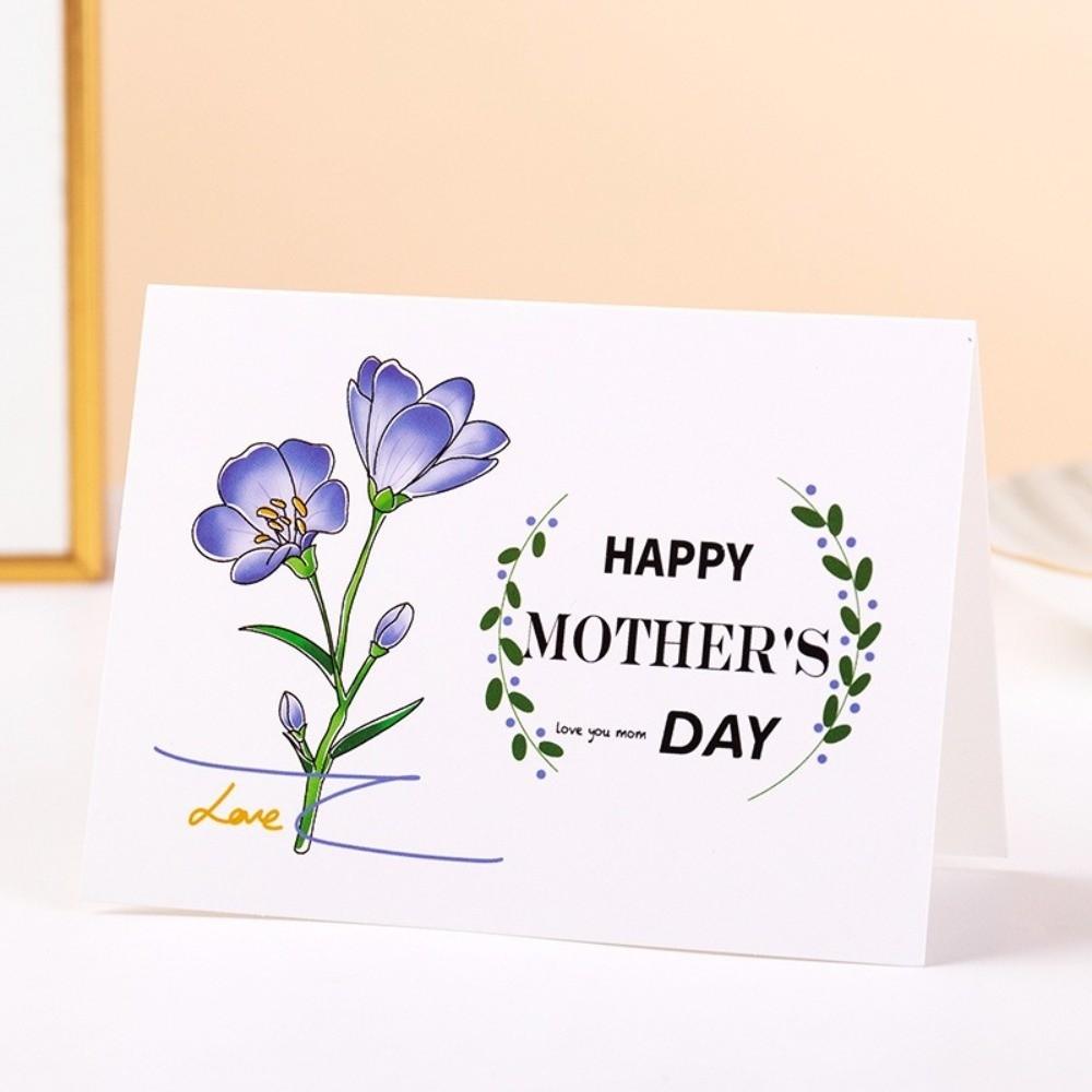 10pcs Folded Design 3D Floral Greeting Cards Floral Pattern Mother's Day Card Father's Day