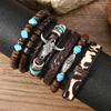 Cross-border beaded bracelet multi-layer vintage devil's eye love feather horn hand-woven multi-piece set