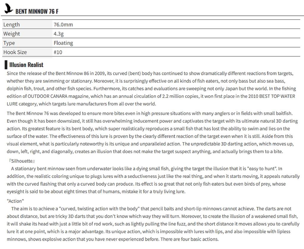 Sale OSP Bent Minnow 76F Floating Minnow Lure RP-87 (9050)