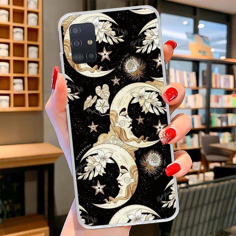 Funny Sun Moon Face Cover Phone Case For Samsung Galaxy A12 A22 A32 A52 A72 A02S Phone Case Note 20 Ultra 10 S10 Plus A51 A71 A5