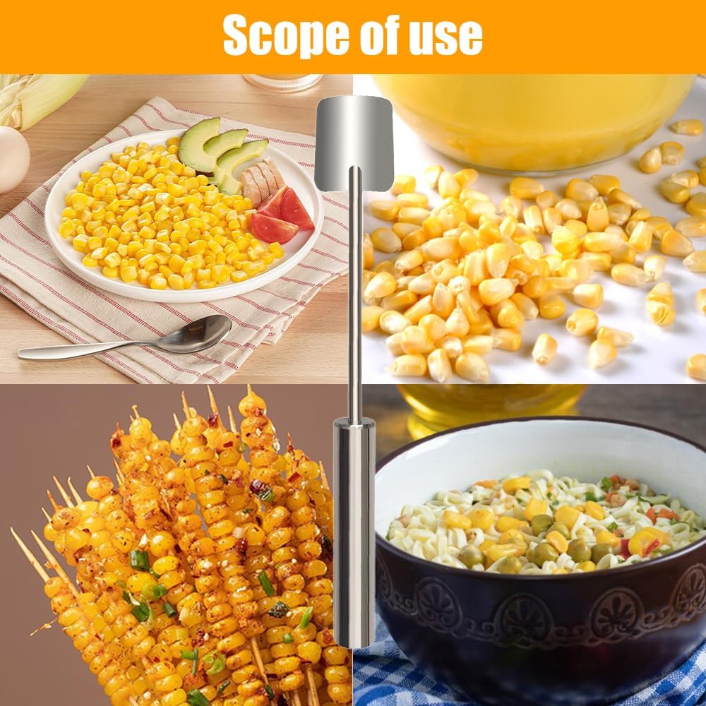 Long Handle Stainless Steel Corn Stripper Tool,Corn Peeler for Corn on The Cob Stripper Tool, Quick Corn Kernel Remover Tools for Kitchen Use